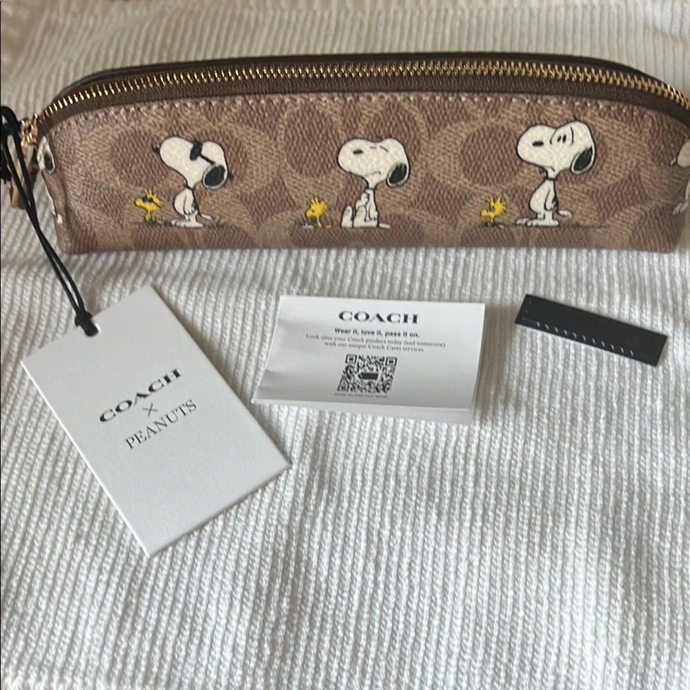 Coach x Peanuts Snoopy Brown Pencil Case